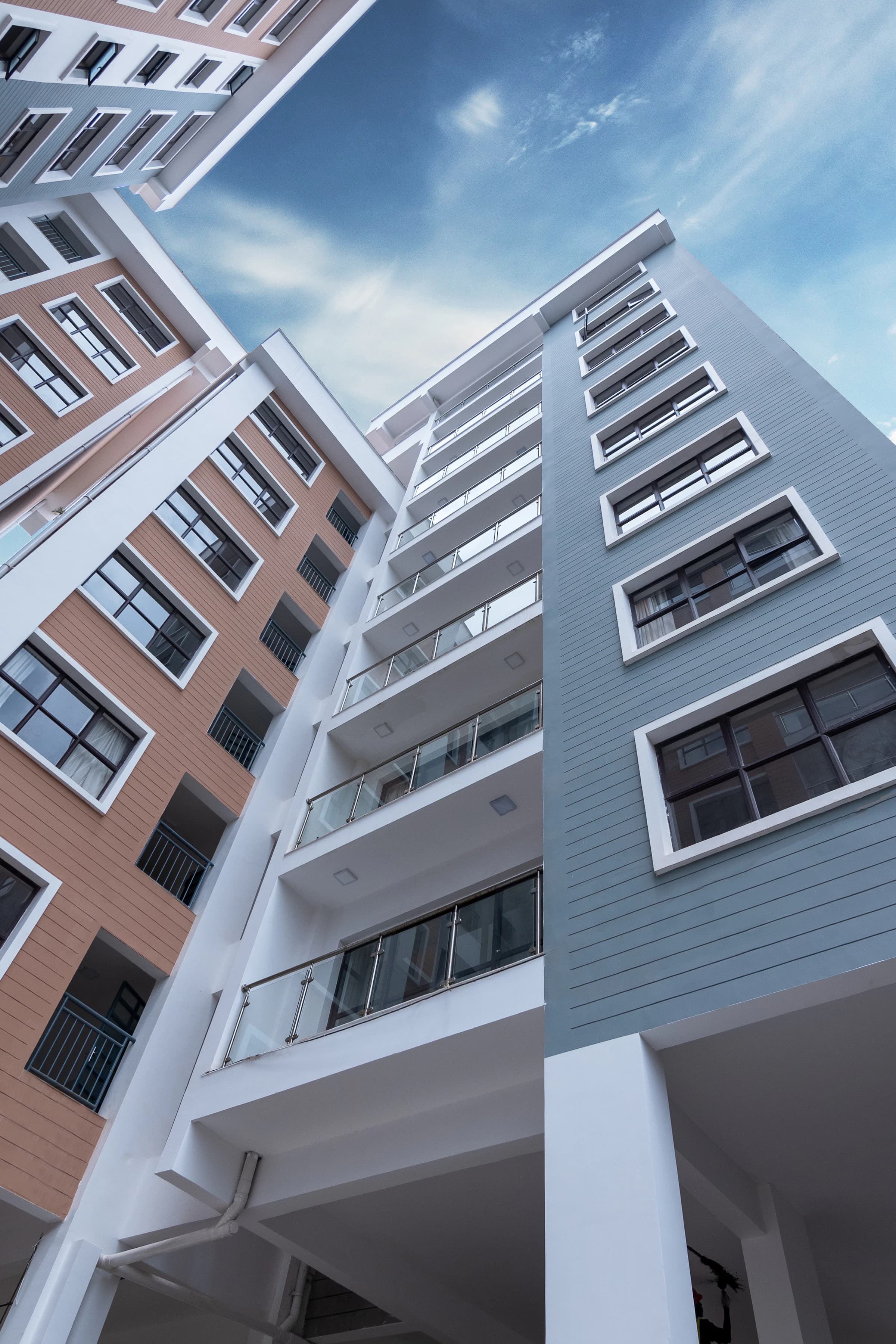 Contemporary architecture in Nairobi photographed from below